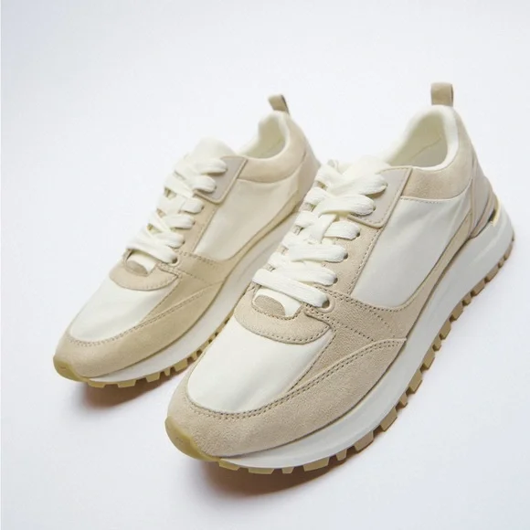 Zara Shoes Zara Metallic Trim Combination Sneakers Athletic